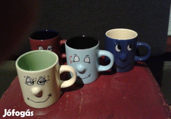 Mosoly kávés bögre készlet, vicces bögre