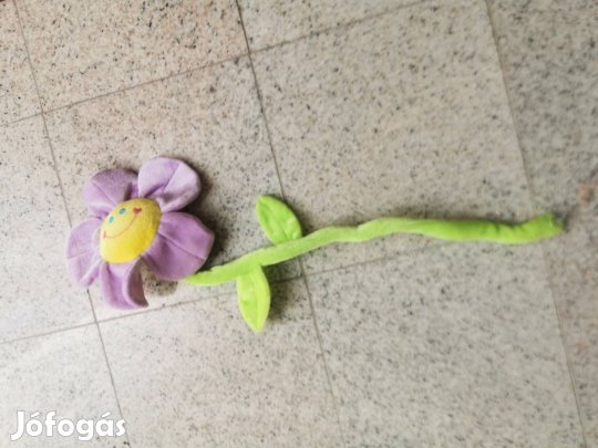 Mosolygós halványlila plüss virág, Smile, 60 cm, új