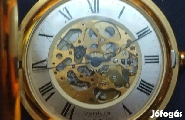 Most Bp-en! Ventura Svájci Szkeleton Zsebóra 17 köves, gyári dobozában