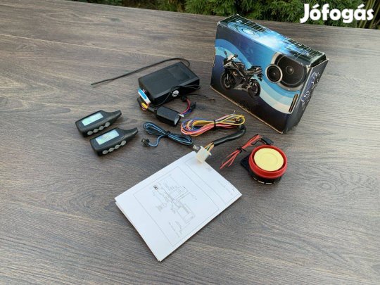 Motor riasztó pager + sziréna + 2db lcd távirányító eredeti dobozában