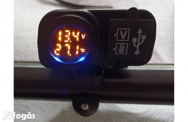 Motorkerékpár töltés visszajelző, USB töltő, hőmérő eladó!