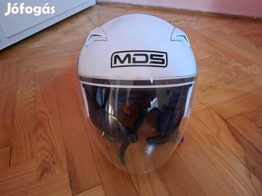 Motoros bukósisak, S-es, használt, jó állapotú, fehér, MDS