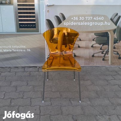 Műanyag étkezőszék, átlátszó, narancssárga szék - használt szék