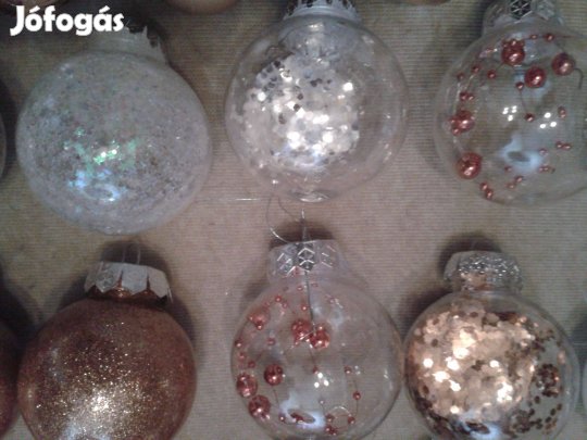 Műanyag fenyőfa gömb többszínű felrázható csillámporral töltve