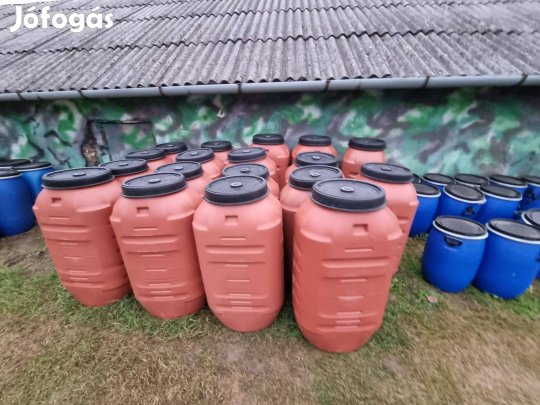 Műanyag hordó 220 literes záró fedéllel nagytételben