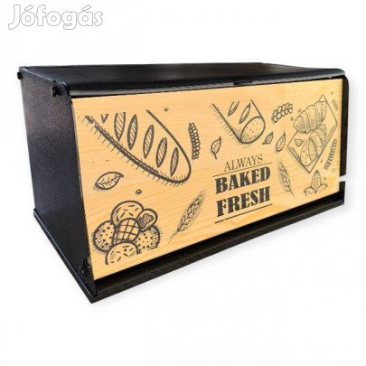 Műanyag kenyértartó doboz bükkfa ajtóval