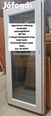 Műanyag teraszajtó,szúnyoghálóval
