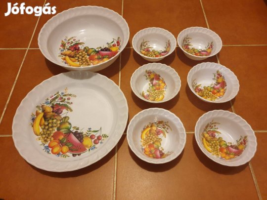 Műanyag virágmintás 2+6 részes salátás tál szett