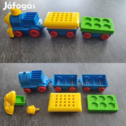 Műanyag vonat szett zsírkréta, színes ceruza, vízfesték tárolóval