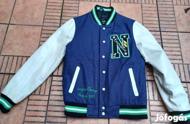 Műbőr ujjas kabát Usa hímzett egyetemi dzseki M L