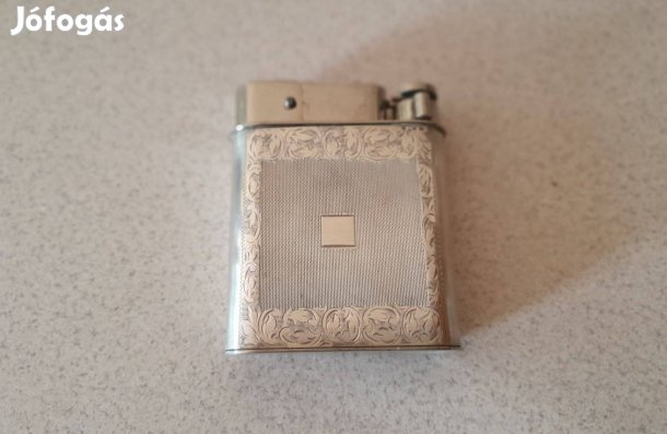 Működő benzines szecessziós ezüst asztali öngyújtó