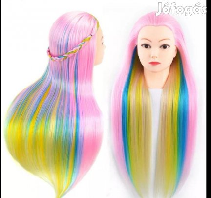 Multicolor színes hajú Új szintetikus hajú babafej