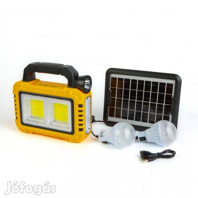 Multifunkciós Kézi lámpa - szolár panel, USB-C - 6 világítási mód