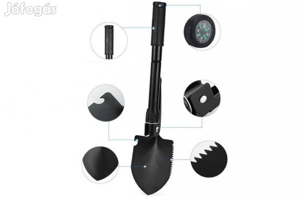 Multifunkciós Összecsukható ásó lapát csákány fűrész bontó iránytű