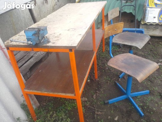 Munka pad satu pad munkaasztal satuval orsós magassággal forgó szék