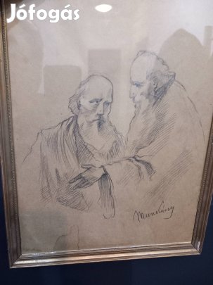Munkacsy Mihaly szignos vazlat!
