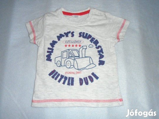 Munkagép mintás szürke póló 3-6 hó (méret 68)