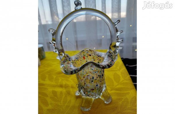 Muránoi üveg kosárka (régi) eladó