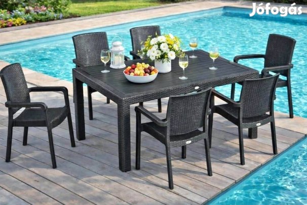 Mürattan kerti garnitura , nagy asztallal+6székkel