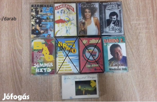 Műsoros audio kazetták(Whitney, Bee Gees, A-ha, Lambada