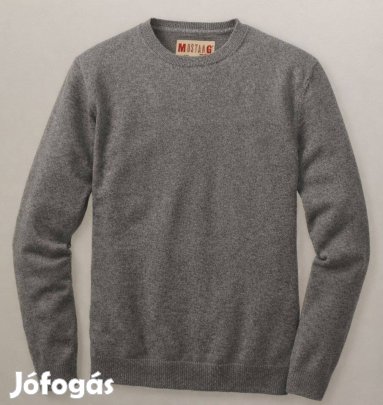 Mustang R-Neck Pullover Solid középszürke melanzs M-es méret
