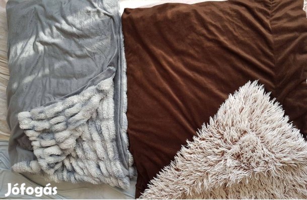 Műszőrme takaró ágytakaró barna szürke szőrme