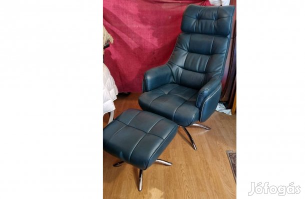 Mutatós dizájner bőr fotel lábtartóval