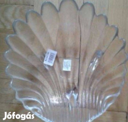 Mutatós kagyló alakú üvegtál kínáló