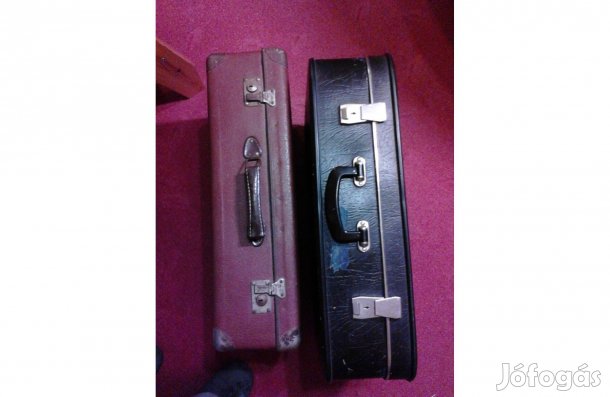 Muzeális de minimum Retro utazó bőrönd Képek szerinti állapotban Sok