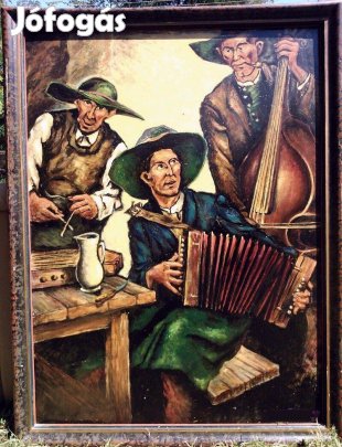 Muzsikusok, kocsmában játszó holland zenészcsapat portréja a XX. száza