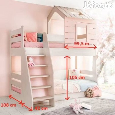 My House Pink Emelet Gyerekágy (100x200 Cm-90x200 cm)