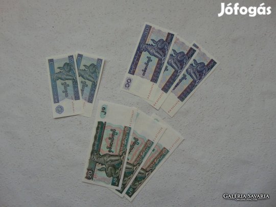 Myanmar kyats 8 darab szép bankjegy