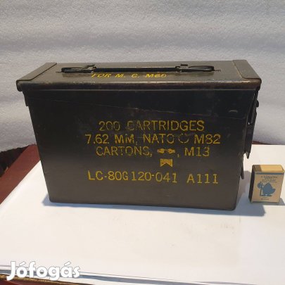 NATO katonai lőszeres rakasz fém strapabíró láda szép katonazöld színb