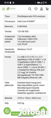 NCR POS érintőképernyő 