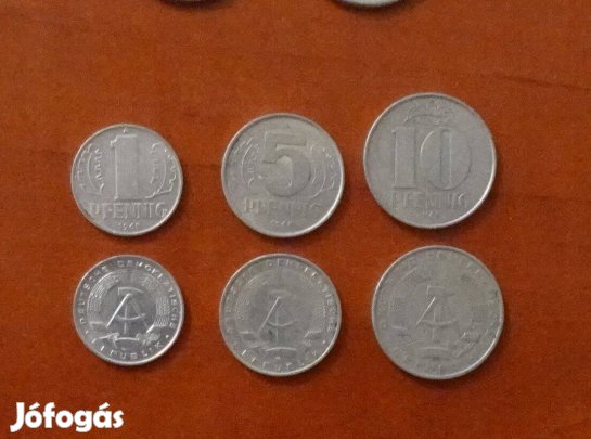 NDK 1 5 10 pfennig érme sor 1968