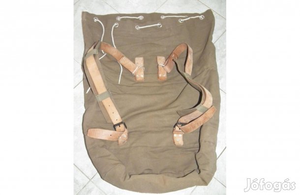 NOS málhazsák bőr pántos nagy méretű katonai hátizsák hátitáska