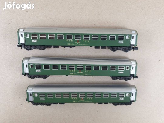 N 1:160 Minitrix SBB FFS Személyvagon - 3 db Egyben #SPN4