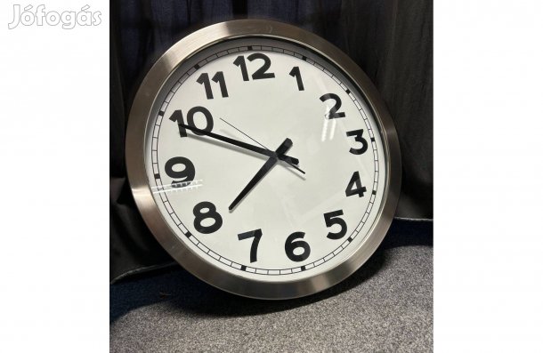 Nagy 51 cm modern falióra fémkeret + üveg, hibátlan állapot
