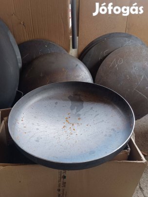 Nagy 60cm lángos sütő mély tárcsalap tokány sütő serpenyő tűztál