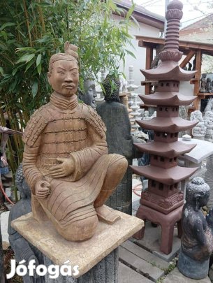 Nagy 75cm Kínai katona szobor Japán kerti dísz 60Kg Fagyálló műkő