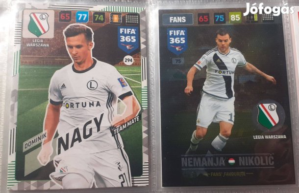 Nagy Dominik és Nemanja Nikolics Panini Legia Varso focis kártyák