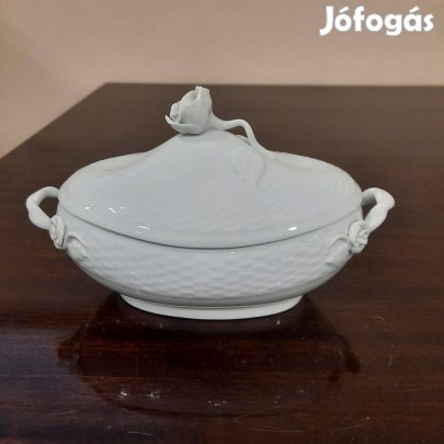 Nagy Fehér Herendi porcelán rózsafogós bonbonier eladó!
