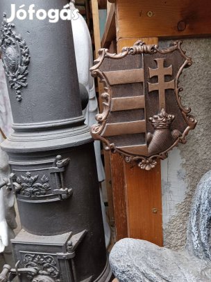 Nagy Magyar címer Műkő bronz ozott 30cm Kemence tűzfal dísz