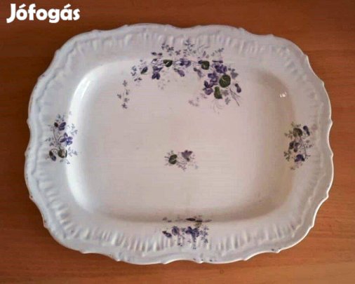 Nagy, ibolyás, antik, XIX. századi porcelán tál