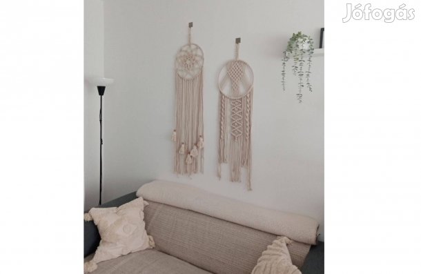 Nagy álomfogó makramé 31 cm átmérő natúr szín 2 db eladó