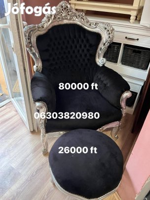 Nagy barokk fotel 80000 ft puffja 26000 bp.17 kerben eladó