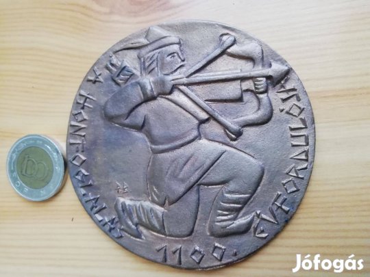 Nagy jelzett bronz plaket A Honfoglalás 1100-dik évfordulójára