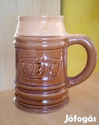 Nagy kerámia, MÉH feliratú söröskorsó. 8 dl. Gyűjtőknek!