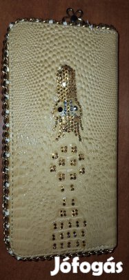 Nagy krém színű krokodil műbőr levéltárca borítéktárca