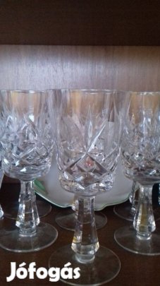 Nagy méretű ólomkristály üveg pohárkészlet talpas kb 1,5dl és 6db